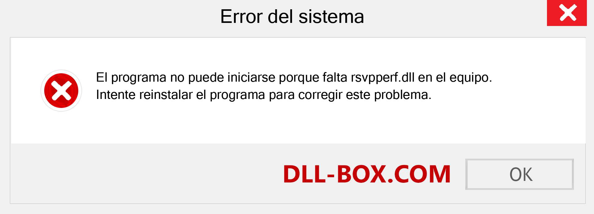 ¿Falta el archivo rsvpperf.dll ?. Descargar para Windows 7, 8, 10 - Corregir rsvpperf dll Missing Error en Windows, fotos, imágenes